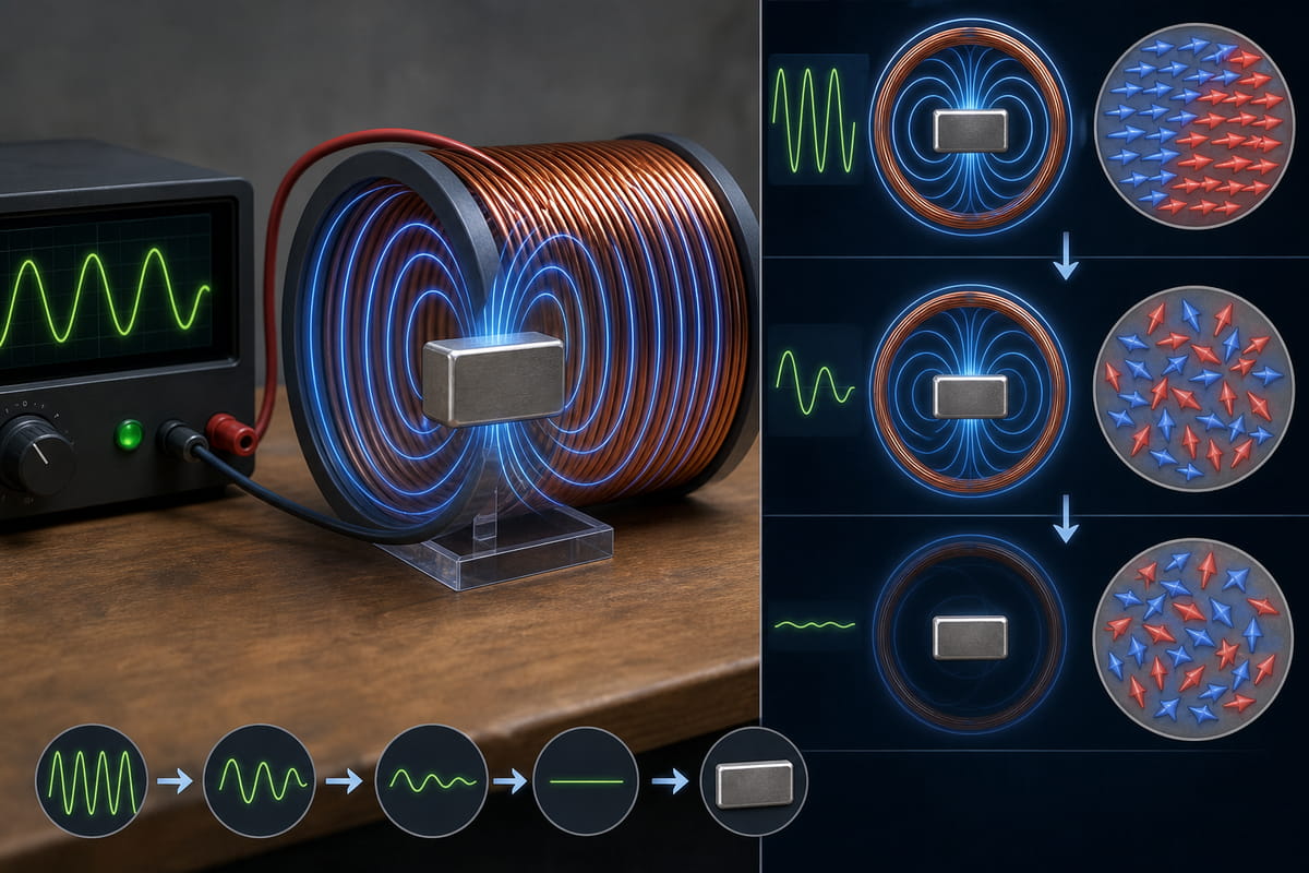 Elektromagnetische Entmagnetisierung mit Wechselstrom