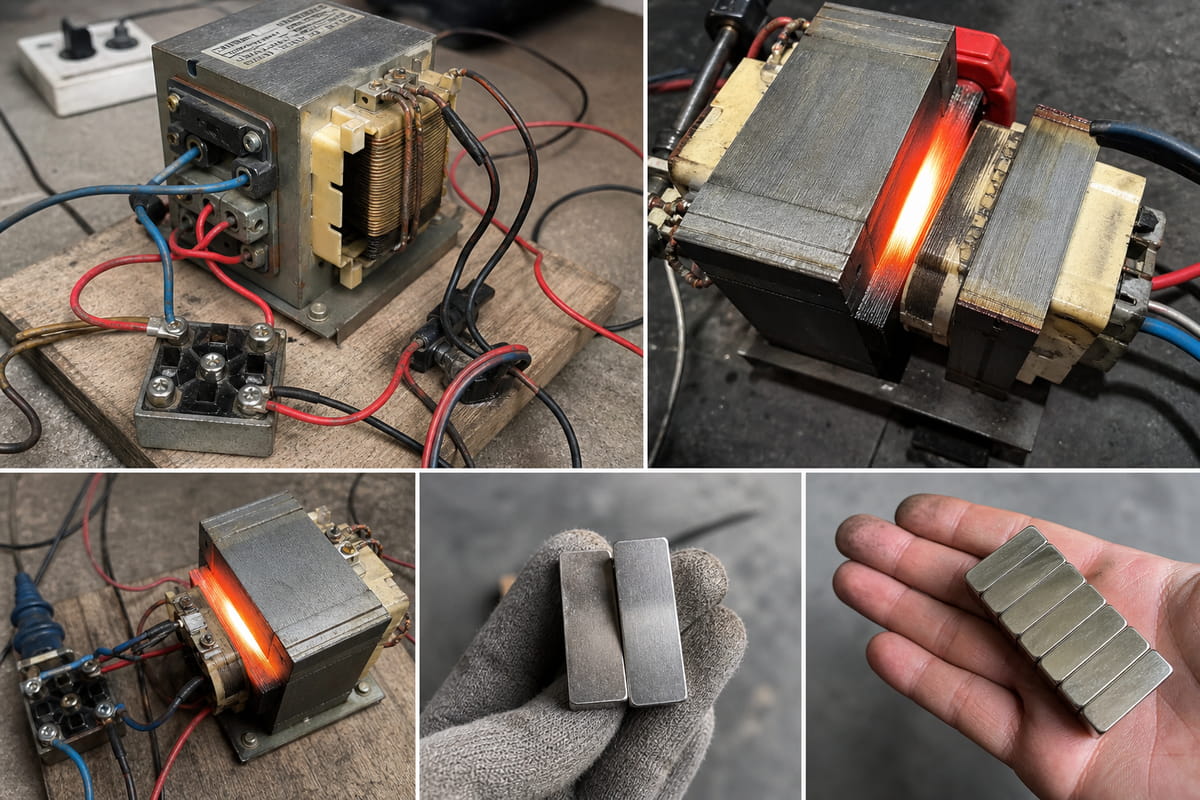 Fortgeschrittene „Hack“-Methode mit Mikrowellentransformator zur Remagnetisierung eines Neodym-Magneten