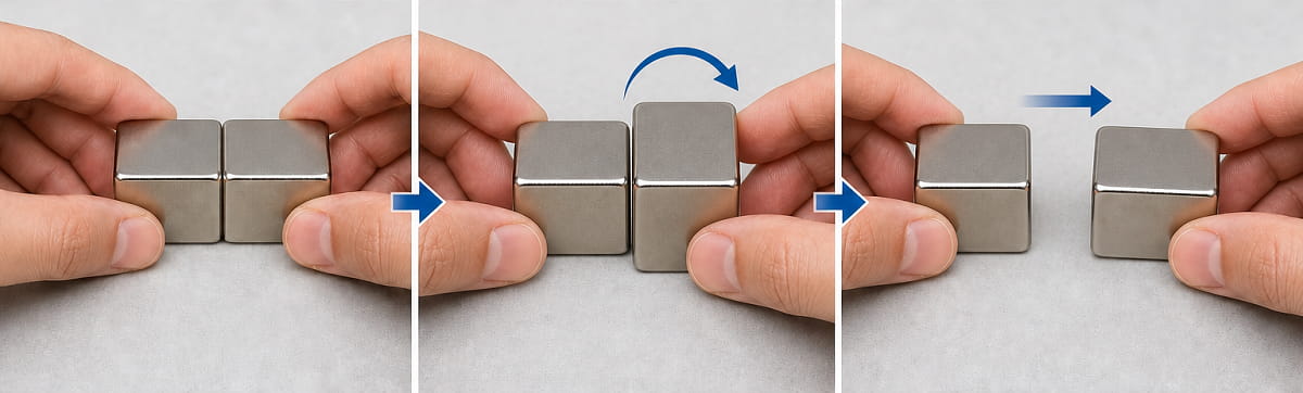 Neodym-Magnete durch Drehen trennen