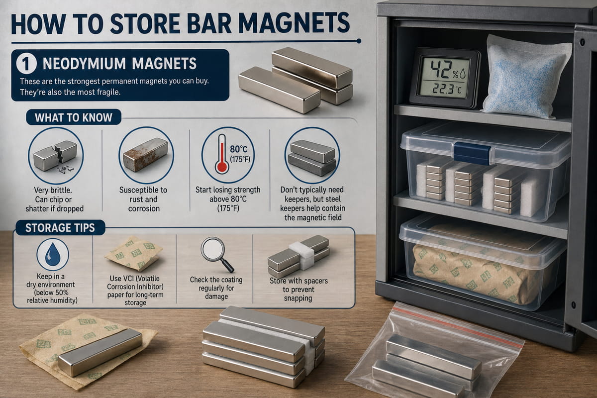Wie lagert man Stabmagnete? 5 richtige Methoden, um ihre Magnetkraft zu erhalten 9 So lagern Sie Neodym-Stabmagnete