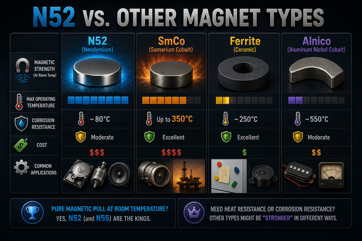 Ist N52 der stärkste Magnet? Die wahre Wahrheit 9 N52 im Vergleich zu anderen Magnetarten