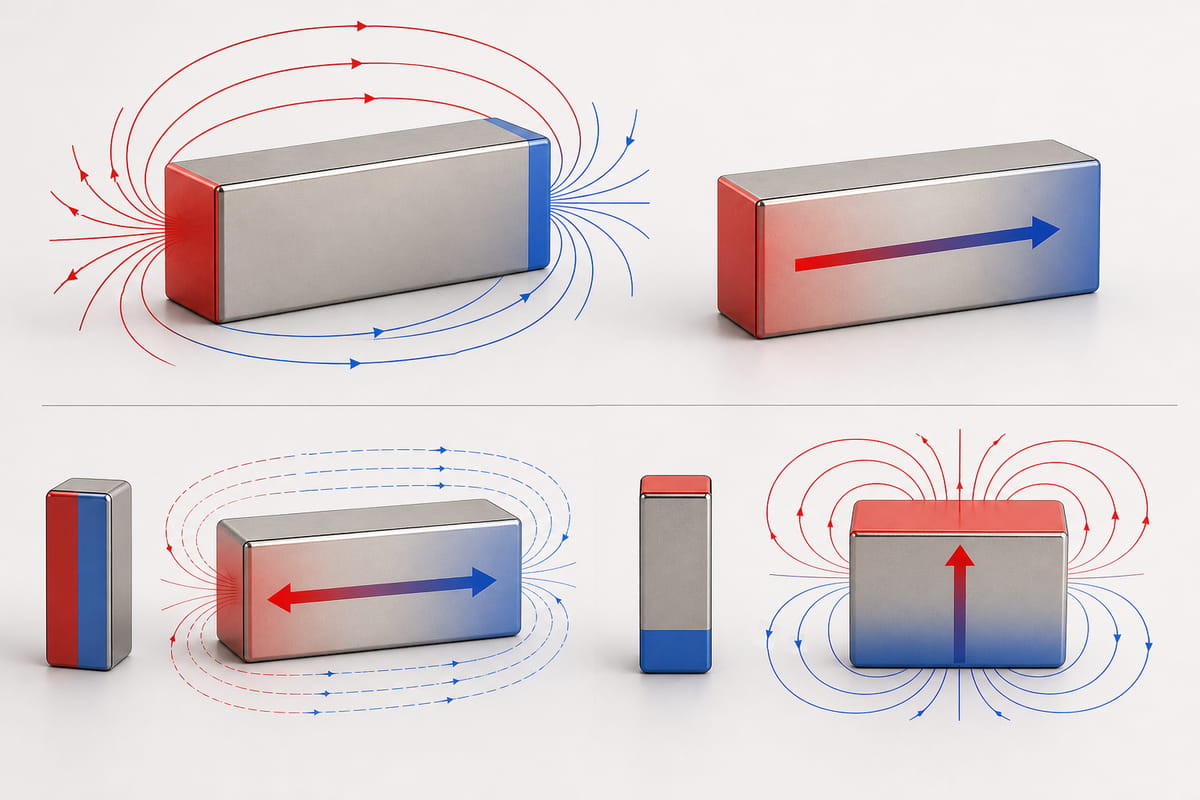 Was sind Blockmagnete? Arten, Verwendungszwecke und Auswahlkriterien 4 Blockmagnete – Pole und Magnetisierungsrichtung