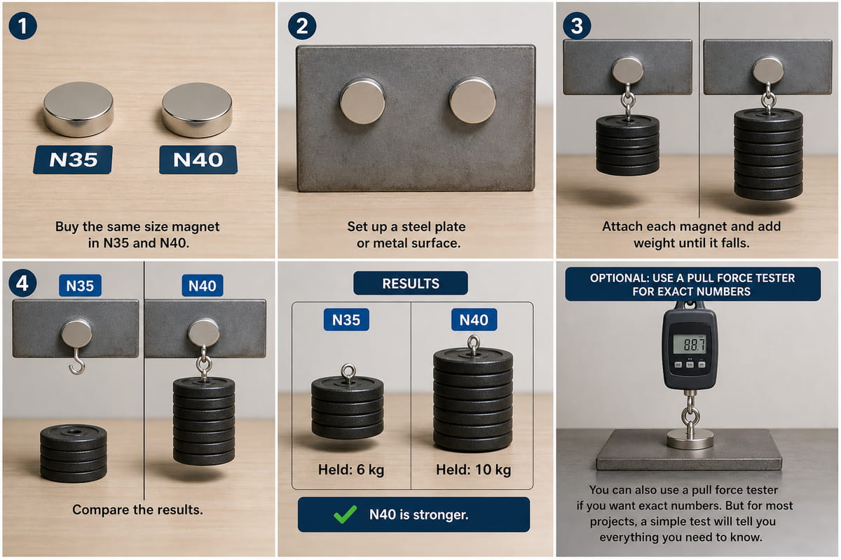 So testen Sie N35- und N40-Magnete selbst