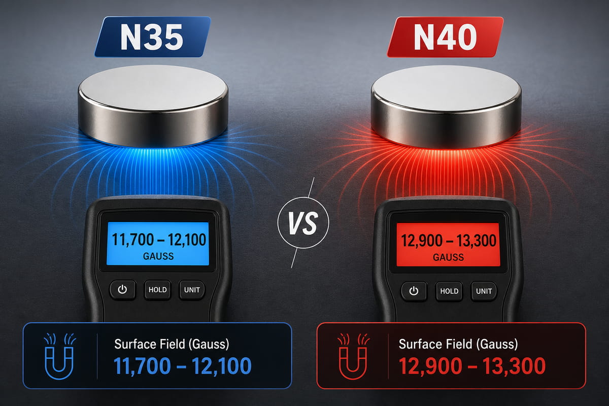 N35- vs. N40-Magnete: Gauß und Magnetflussdichte