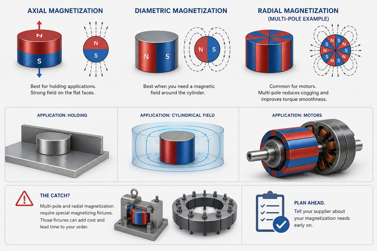 So lassen Sie Neodym-Magnete individuell anfertigen: Technische Daten, Verfahren, Kosten und zu vermeidende Fehler 8 Optionen zur Magnetisierung von Neodym-Magneten
