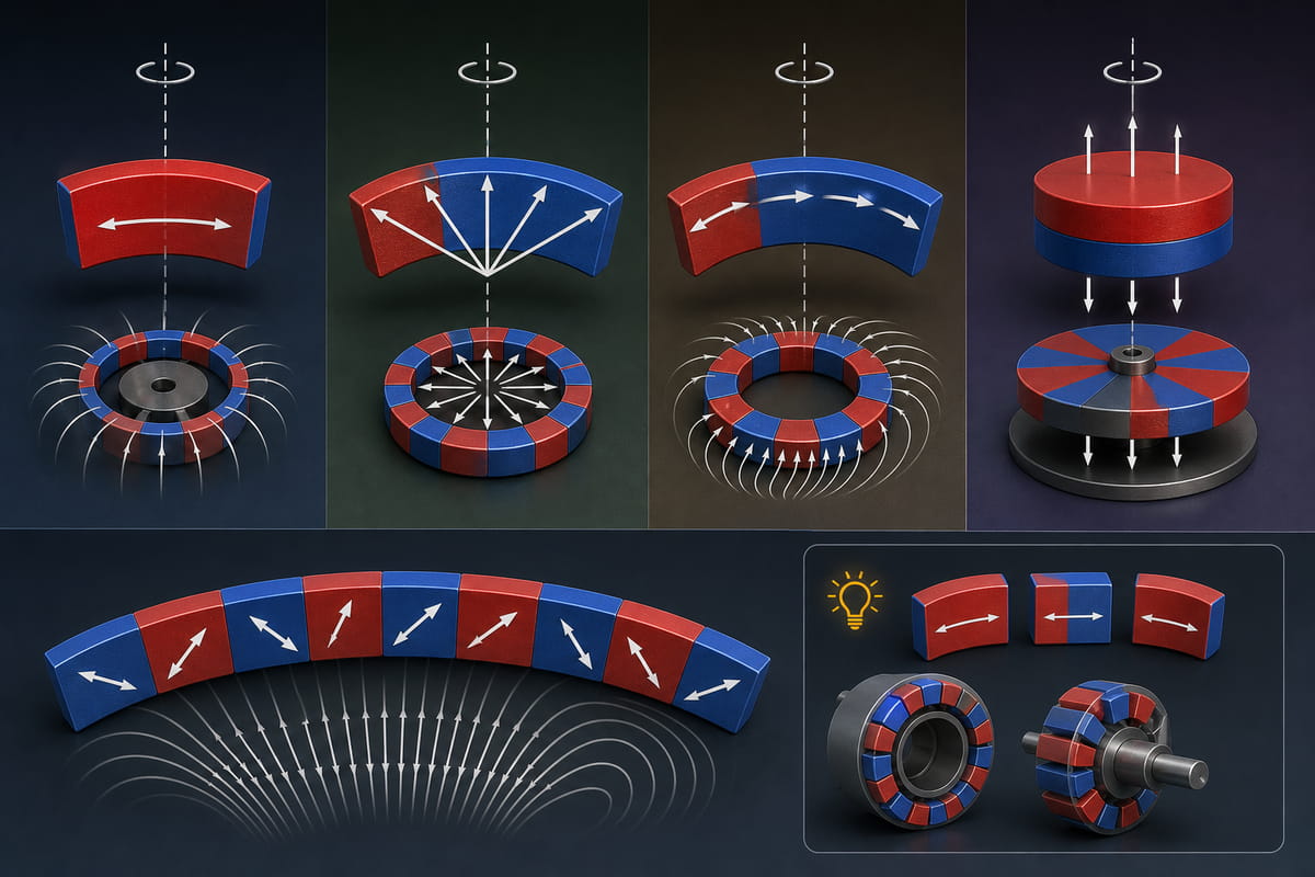 Was sind Segmentmagnete? Materialien, Anwendungsbereiche und Auswahlhilfe 10 Segmentmagnet – Magnetisierungsrichtung