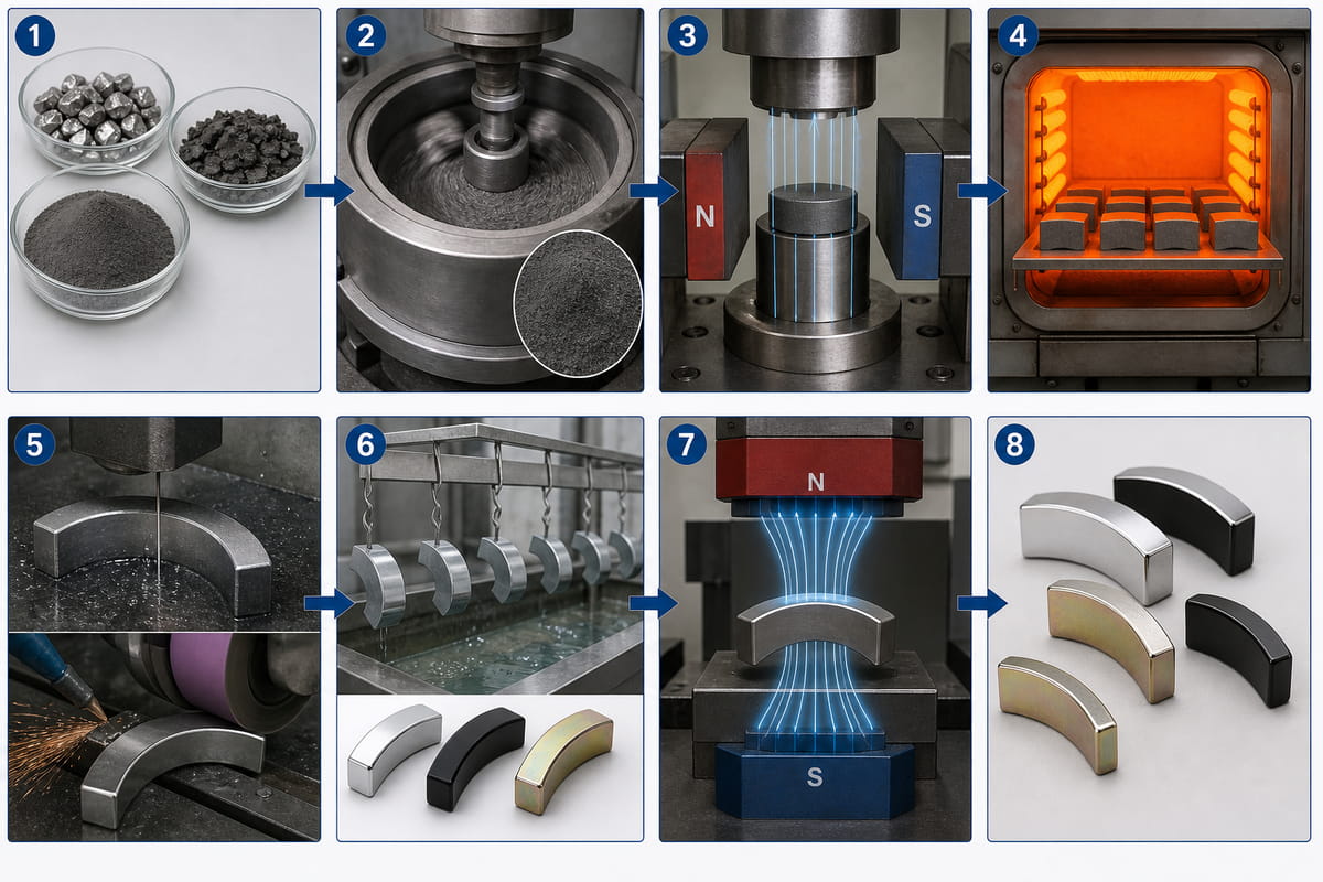 Was sind Segmentmagnete? Materialien, Anwendungsbereiche und Auswahlhilfe 13 Herstellungsprozess für Segmentmagnete