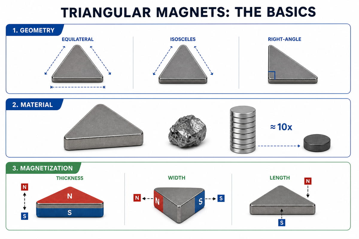 Was sind dreieckige Magnete? Anwendungsbereiche, Güteklassen, Magnetisierung und Tipps zum Kauf 4 Grundlagen zu dreieckigen Magneten
