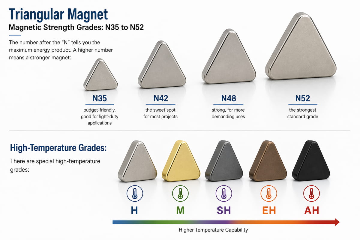Was sind dreieckige Magnete? Anwendungsbereiche, Güteklassen, Magnetisierung und Tipps zum Kauf 6 Magnetstärke-Klassen für dreieckige Magnete