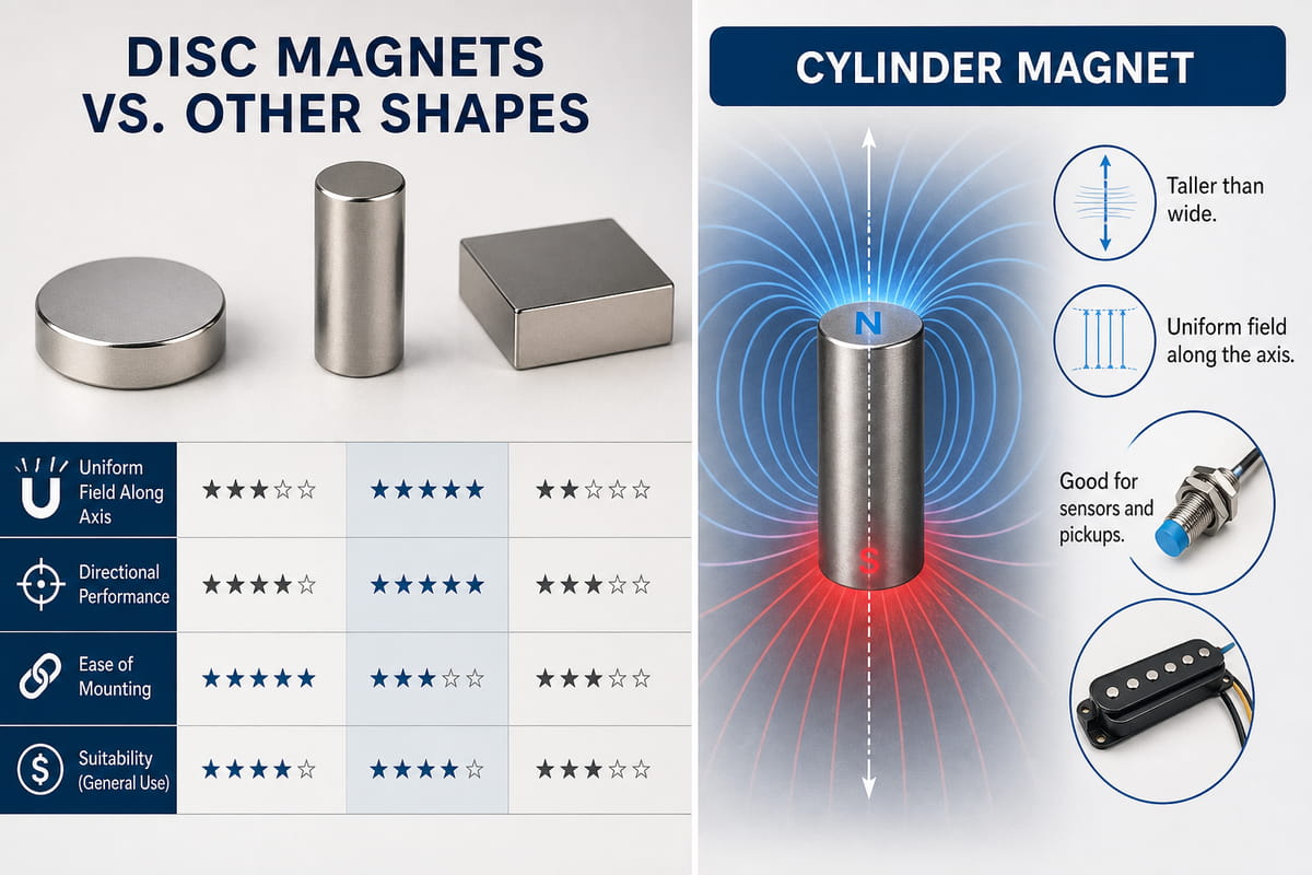 Scheibenmagnete im Vergleich zu Zylindermagneten